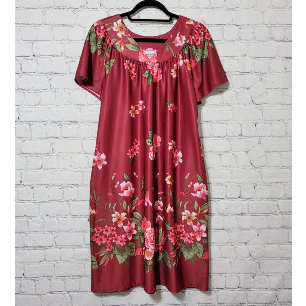 Anthony Richards Floral Short Sleeve Nightgown House Dress M